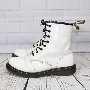 Dr. Martens White Air Wave Moto Combat Boots 11